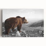 Brown bear wall art featuring a detailed design on stretched canvas, showcasing warm earthy tones, ideal for nature-themed decor in homes or offices.