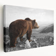 Brown bear wall art canvas featuring a detailed, realistic depiction of a brown bear in a forest setting, showcasing rich colors and textures for an inviting home decor piece.
