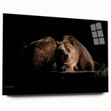 Acrylic wall art featuring a brown bear design, displayed elegantly from a side view, showcasing rich colors and intricate details, perfect for nature-themed decor.