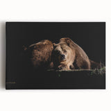 Brown bear wall art collection on stretched canvas, showcasing a detailed front view of a realistic bear design, perfect for nature-themed decor.