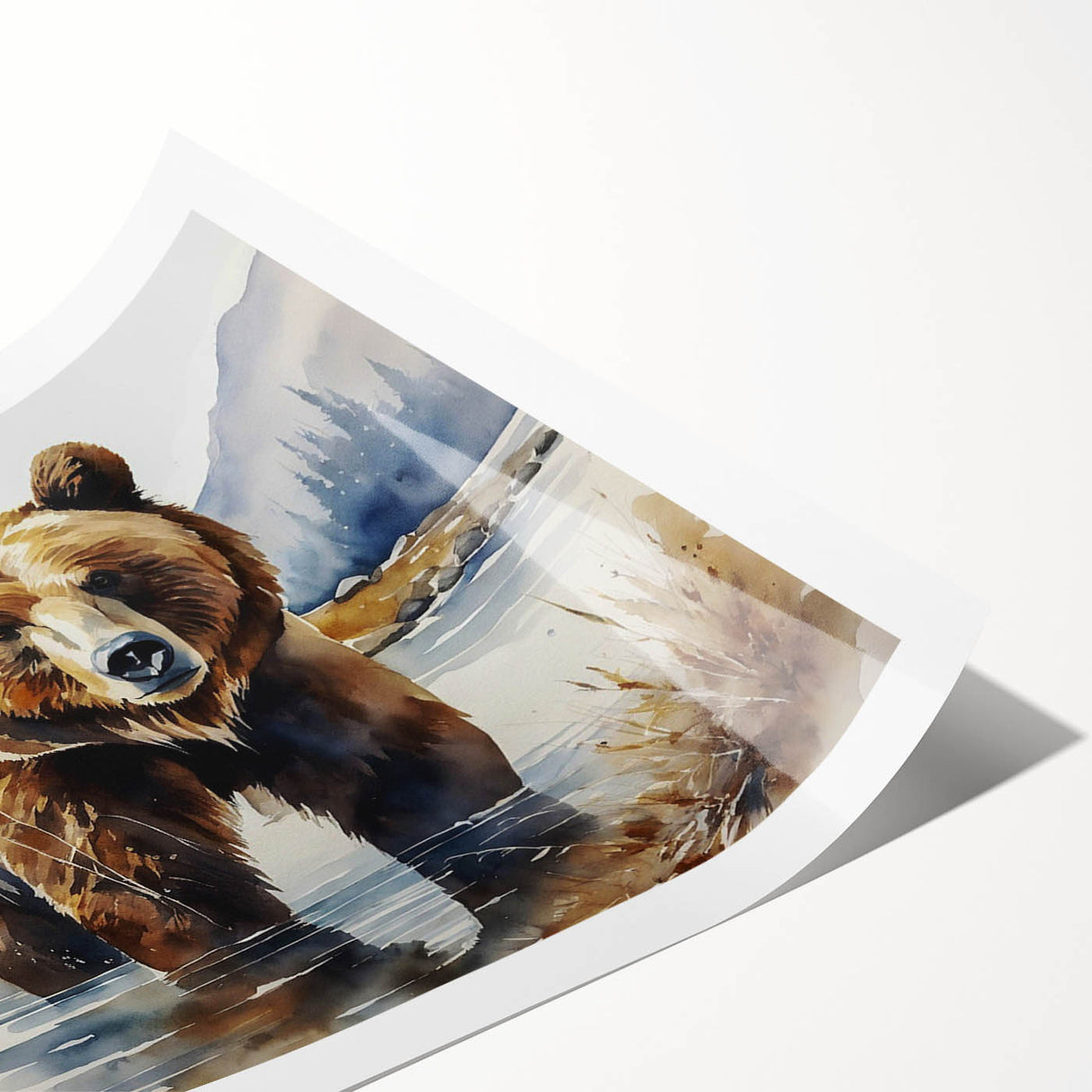 Brown bear wall art print showcasing a detailed bear illustration in earthy tones, perfect for nature-themed decor. Ideal for animal lovers and home styling.