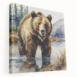 Brown bear wall art collection featuring a stretched canvas design, showcasing a side view of a majestic brown bear against a natural background, ideal for wildlife enthusiasts.