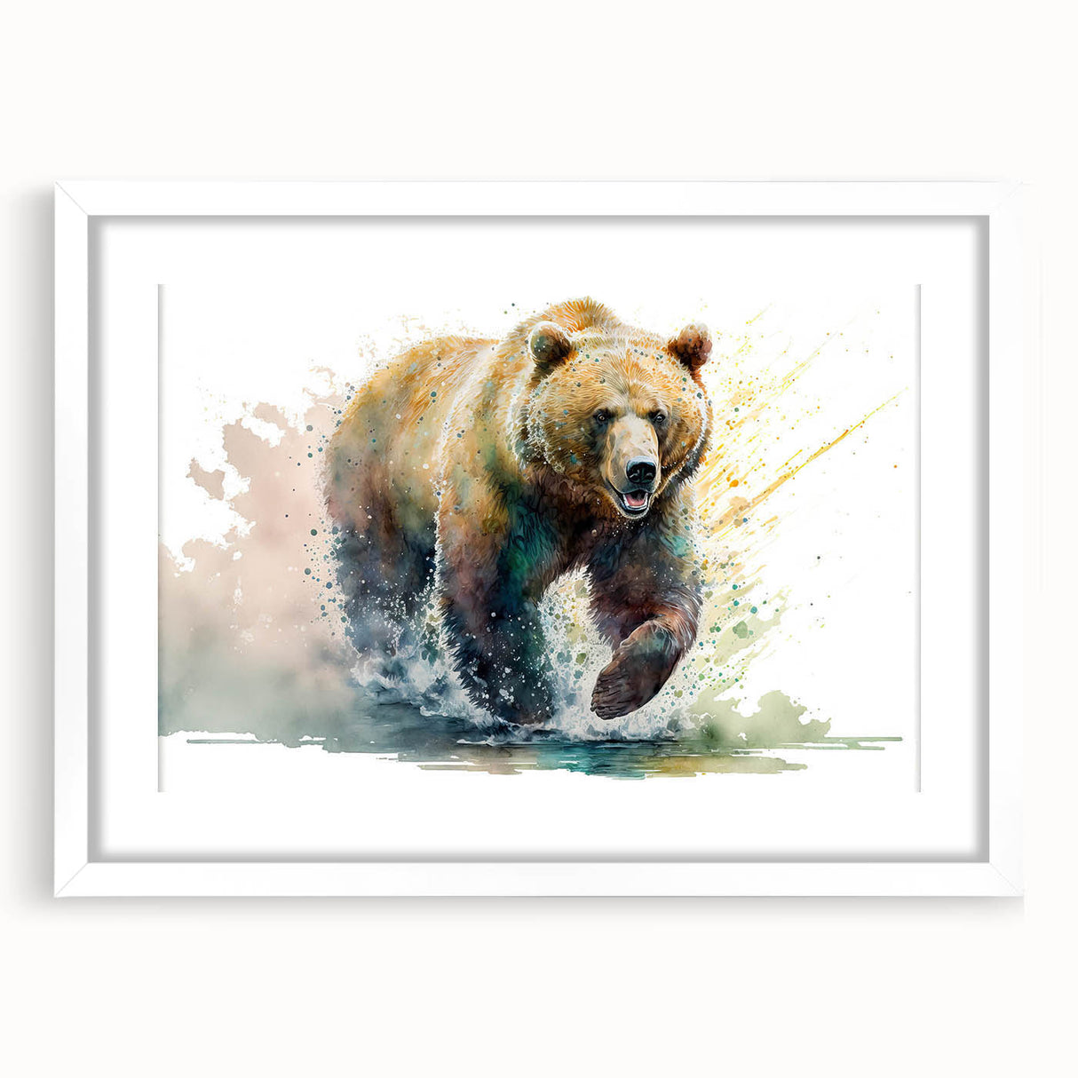 Brown bear wall art collection featuring a stylish frame with a white mat, showcasing a contemporary design ideal for nature-themed decor. Perfect for enhancing home aesthetics and wildlife appreciation.