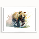 Brown bear wall art collection featuring a stylish frame with a white mat, showcasing a contemporary design ideal for nature-themed decor. Perfect for enhancing home aesthetics and wildlife appreciation.