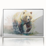 Framed wall art collection featuring a brown bear design in an elegant white frame, showcasing intricate details and vibrant colors, perfect for nature enthusiasts.