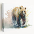 Stretched canvas wall art featuring a brown bear design, showcasing intricate details and vibrant colors, ideal for nature-themed home decor and wildlife enthusiasts.