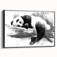 Framed wall art featuring a black panda bear design on canvas, showcasing vivid colors and intricate details, perfect for modern home decor.