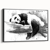 Framed wall art featuring a black panda bear design on canvas, showcasing vivid colors and intricate details, perfect for modern home decor.
