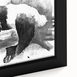 Close-up of a framed canvas wall art featuring an adorable panda design with vibrant colors, perfect for children's room decor, showcasing playful and whimsical elements.