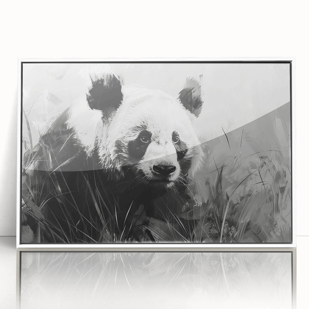 Framed acrylic wall art featuring a whimsical bear and panda design, showcasing vibrant colors and playful imagery, perfect for children's room decor.