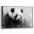 Framed wall art featuring a panda bear design on a black canvas, showcasing vibrant colors and intricate details, perfect for children's room decor.