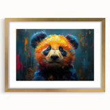 Panda bear-themed wall art collection framed in gold with a mat, showcasing a playful design perfect for children's rooms or nursery decor.
