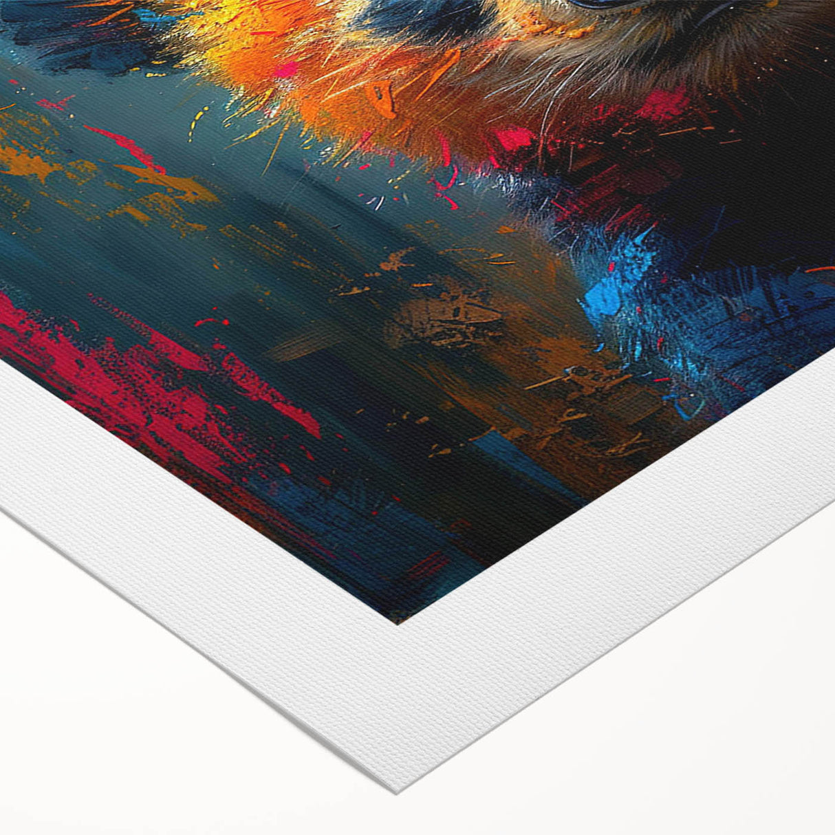 Rolled canvas featuring a vibrant panda bear design in a whimsical style, showcasing bright colors and playful imagery, perfect for children's room decor.