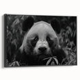 Framed wall art showcasing a whimsical panda bear design on a black background, highlighting vibrant colors and intricate details, perfect for children's rooms or playful decor.