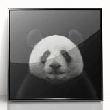 Framed acrylic wall art featuring a playful panda bear design, showcasing vibrant colors and a modern aesthetic, perfect for children's room decor or animal lovers.
