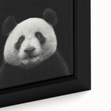 Framed wall art featuring a close-up design of a whimsical panda bear illustration, set against a vibrant background, perfect for children's room decor.