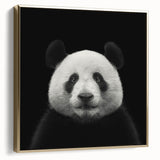 Framed wall art featuring a whimsical panda bear design in vibrant colors, accented with gold, showcasing a playful and modern aesthetic ideal for children's rooms.