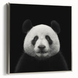 Framed wall art featuring a playful panda bear design on a silver background, showcasing vibrant colors and a modern aesthetic, ideal for children's rooms or nurseries.