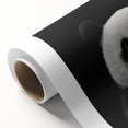Rolled canvas showcasing a playful panda bear design, vibrant colors, and intricate details, perfect for children's room decor or whimsical art collections.