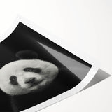 Panda-themed wall art print featuring a playful bear design with vibrant colors, rolled and packaged securely in a protective tube for easy display.