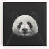 Stretched canvas wall art showcasing a whimsical panda bear design in vibrant colors, perfect for children's room decor, adding playful charm to any space.