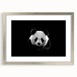 Framed wall art collection featuring a bear and panda design in a silver frame with a mat, ideal for enhancing modern home decor with playful wildlife themes.