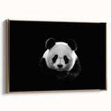 Framed canvas wall art featuring a panda bear design with a gold frame, showcasing vibrant colors and playful imagery, perfect for children's rooms or animal-themed decor.