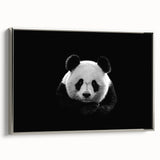 Framed silver wall art featuring a panda bear design on canvas, showcasing vibrant colors and intricate details, ideal for modern decor and animal lovers.