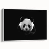Framed wall art featuring a whimsical panda bear design in soft colors, displayed against a white background, perfect for children's room decor or playful art collections.