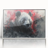 Framed wall art featuring a charming bear-panda design in a modern, white frame. The vibrant illustration showcases playful colors and intricate details, perfect for children's rooms or animal-themed decor.
