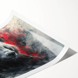 Rolled print showcasing a whimsical panda bear design in vibrant colors, perfect for children's room decor. Packaged securely in a sturdy cardboard tube for safe delivery.