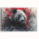 Stretched canvas wall art showcasing a vibrant panda bear design, featuring bold colors and intricate details, perfect for adding a playful touch to any room decor.