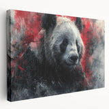 Panda bear design stretched canvas wall art displayed in a side view, showcasing vibrant colors and intricate details, perfect for children's room decor.