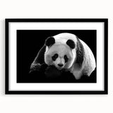 Black-framed wall art featuring a playful panda bear design, showcasing vibrant colors and intricate details, ideal for children's rooms or nurseries.