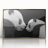 Framed wall art showcasing a playful panda bear design, featuring vibrant colors and a gold-accented frame, perfect for children's decor or animal lovers.