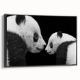 Framed wall art featuring a panda bear design in vibrant colors, presented from a black side view, perfect for modern home decor and animal lovers.