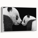 Framed canvas wall art featuring a playful panda bear design in vibrant colors, displayed from a side view against a white background, perfect for children's decor.