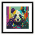 Black-framed wall art featuring a charming panda bear design, set against a colorful background, perfect for children's room decor or playful spaces.