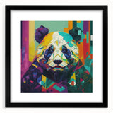 Black-framed wall art featuring a charming panda bear design, set against a colorful background, perfect for children's room decor or playful spaces.