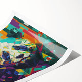 Colorful panda bear wall art print featuring a whimsical design with vibrant colors, rolled up for easy framing and display, ideal for children's rooms or playful decor.