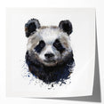 Colorful panda bear wall art design displayed in a glossy framed print, showcasing vibrant colors and playful elements perfect for children's room decor.