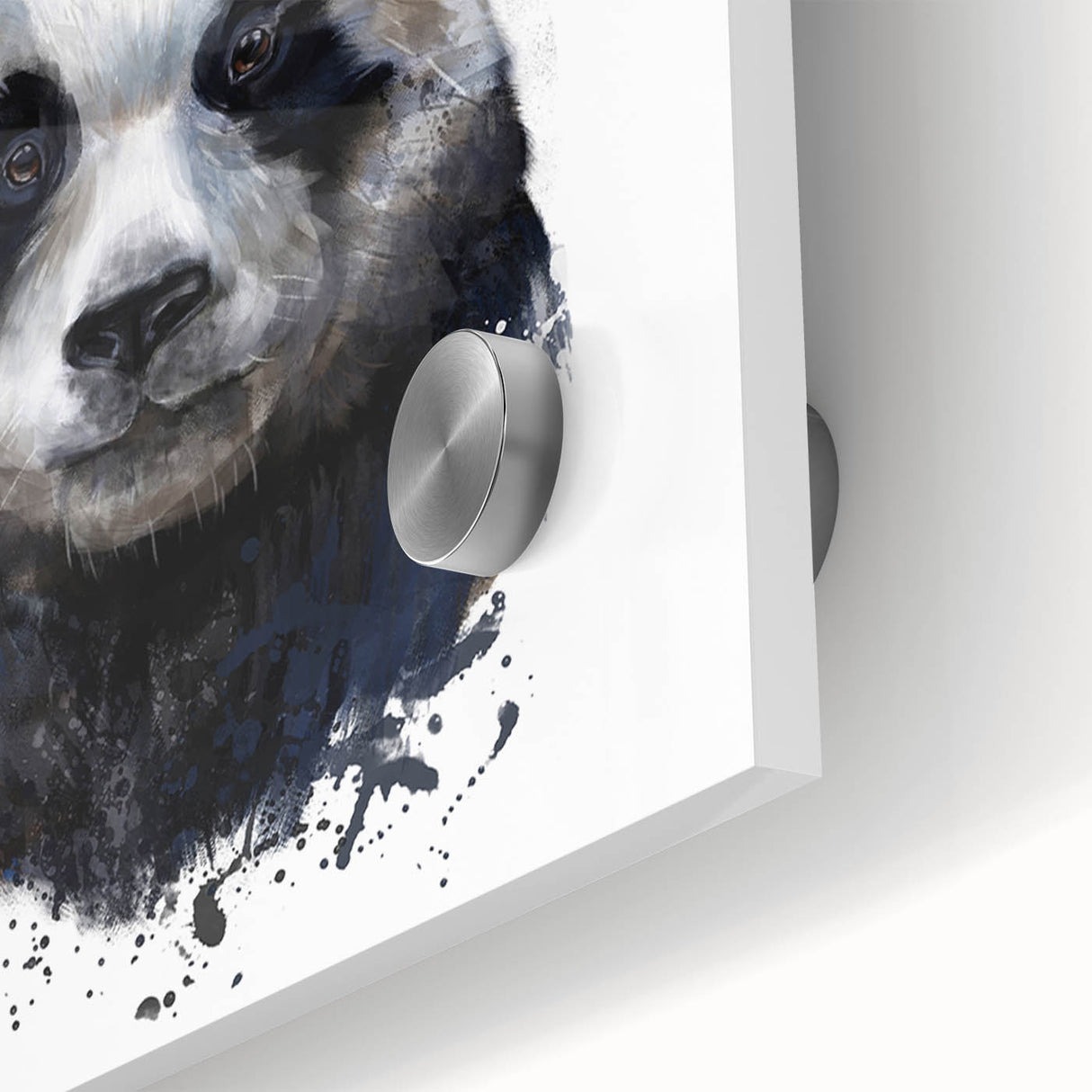 Close-up of a vibrant bear and panda-themed wall art collection, showcasing intricate acrylic glass details, perfect for enhancing modern home decor with playful animal designs.