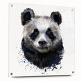 Acrylic wall art collection featuring a playful panda bear design, displayed in a sleek side view with mounting pins, perfect for children's rooms or playful decor.