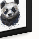 Close-up of a framed panda bear design wall art piece, showcasing vibrant colors and intricate details, perfect for children's room decor or animal lovers.