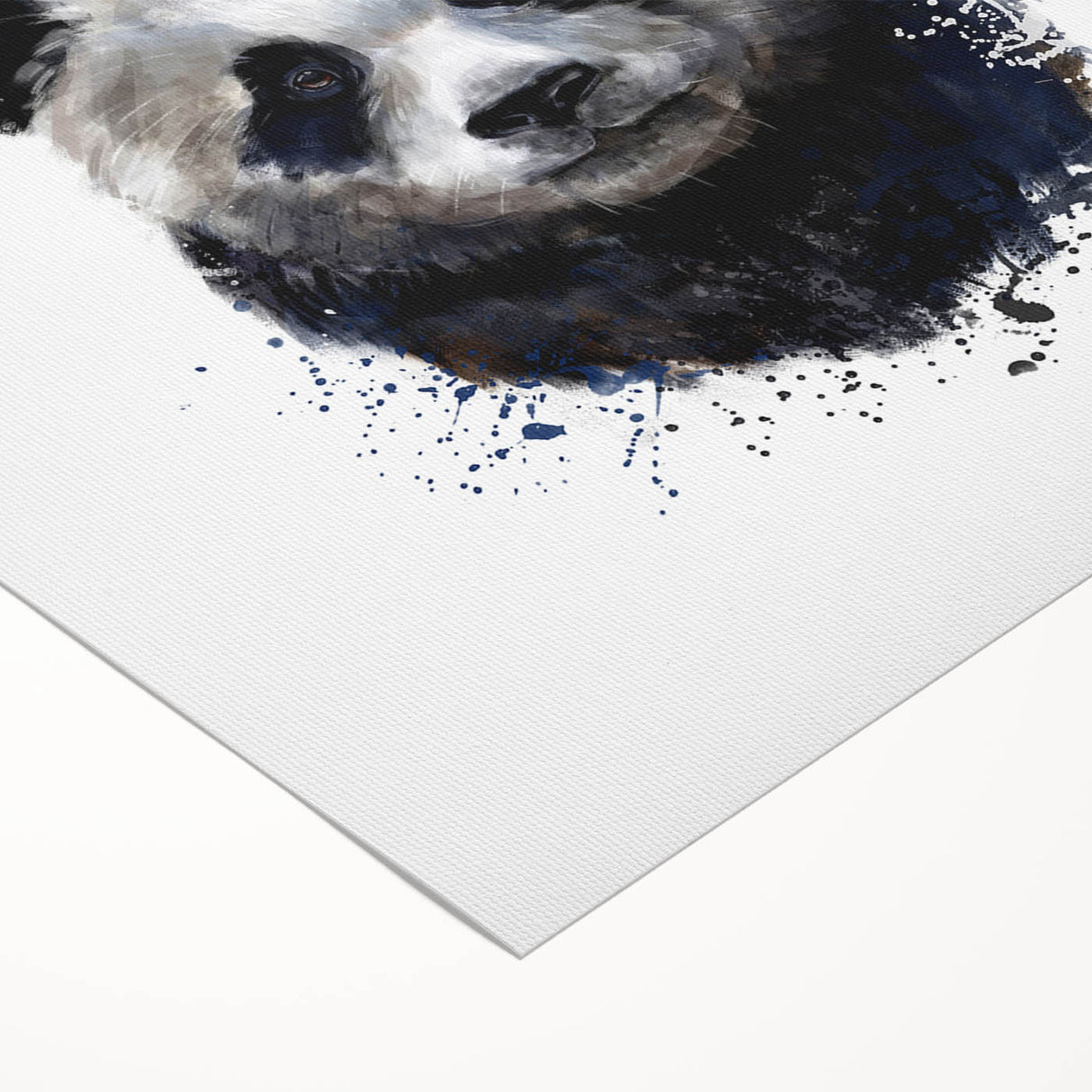 Panda bear wall art collection on rolled canvas, showcasing vibrant colors and playful design. Perfect for children's rooms or animal-themed decor.