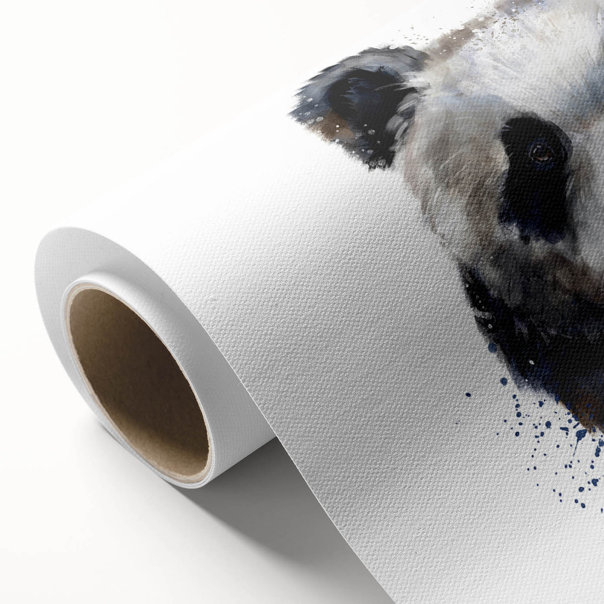 Rolled canvas showcasing a vibrant panda bear design in a playful setting, perfect for children's room decor or animal-themed spaces, beautifully packaged for gifting.