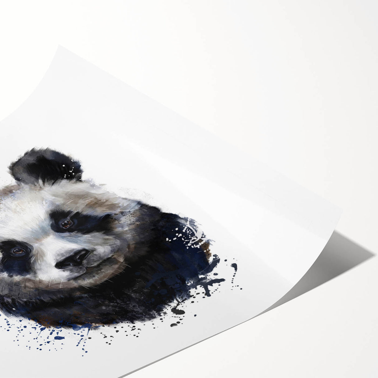 Panda bear wall art print featuring a playful design with vibrant colors, rolled for easy framing and display, showcasing whimsical animal imagery perfect for children's decor.
