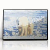 Framed wall art featuring a striking polar bear design in black acrylic, showcasing detailed textures against a modern backdrop, perfect for wildlife enthusiasts.