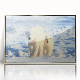 Framed wall art featuring a striking polar bear design in silver acrylic, showcasing intricate details and a modern aesthetic, perfect for animal lovers and home decor enthusiasts.