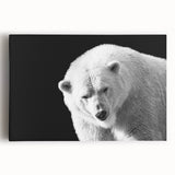 Stretched canvas wall art showcasing a striking polar bear design, featuring vibrant colors and intricate details, ideal for wildlife enthusiasts and modern decor.